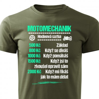 Tričko Motomechanik - sazba